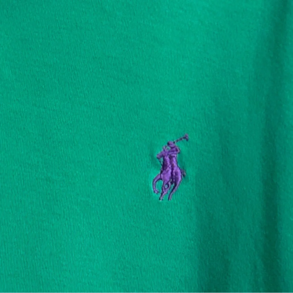 Polo Ralph Lauren Bright Green Cotton Polo Shirt with purple logo size Large